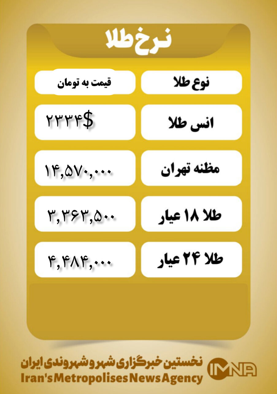 قیمت طلا امروز ۳۱ خرداد ۱۴۰۳