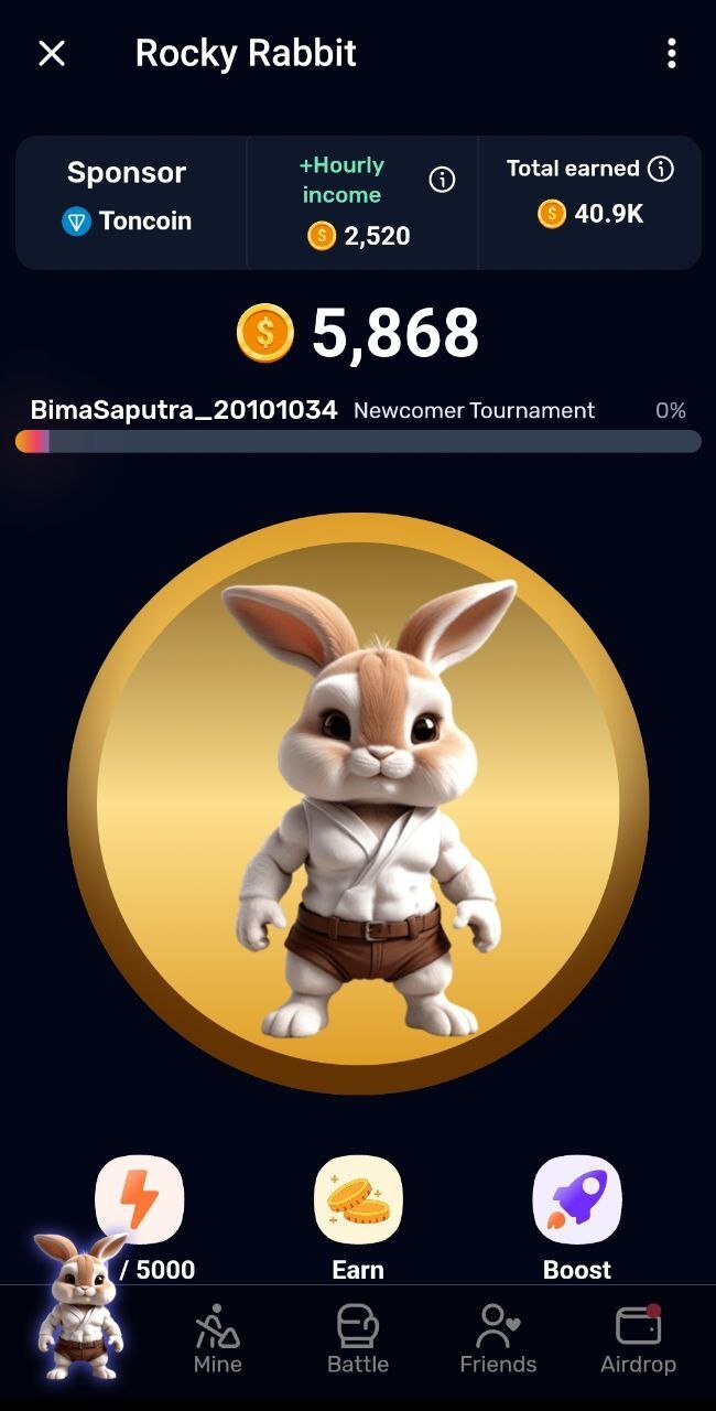 بازی تلگرامی Rocky Rabbit مشابه همستر کمبت