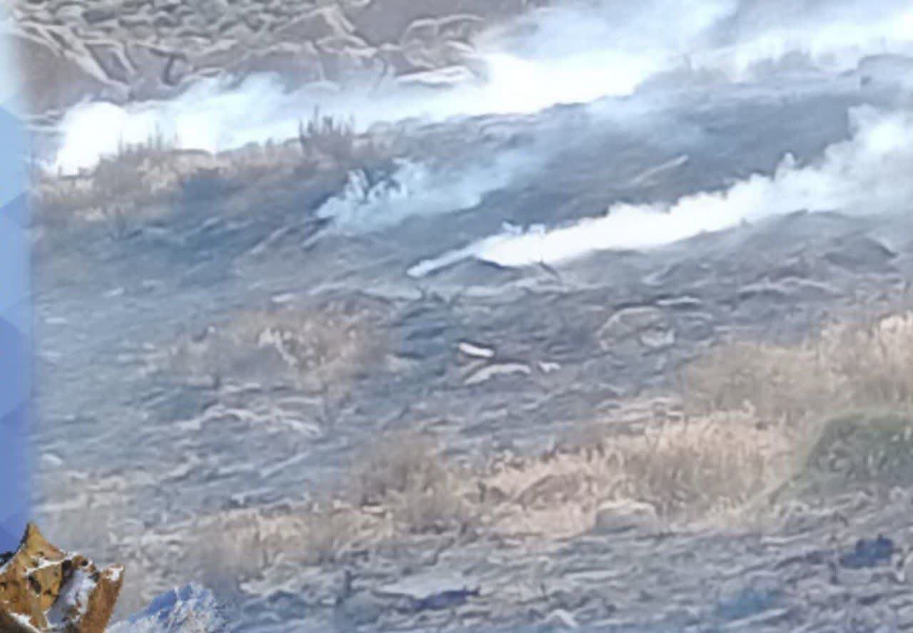 آتش‌سوزی در مراتع منطقه بیداخوید شهرستان تفت در استان یزد