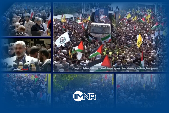 فیلم| طنین شعار حمایت از مقاومت در مراسم تشییع شهید هنیه