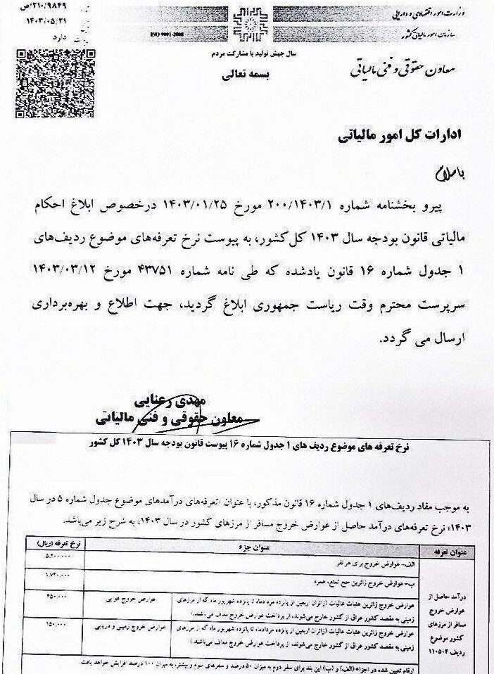 نرخ جدید عوارض خروج از کشور ابلاغ شد+جدول