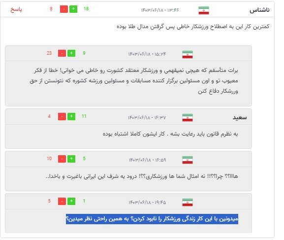 واکنش‌ مخاطبان ایمنا به پس گرفتن مدال طلای بیت‌ سیاح در پارالمپیک