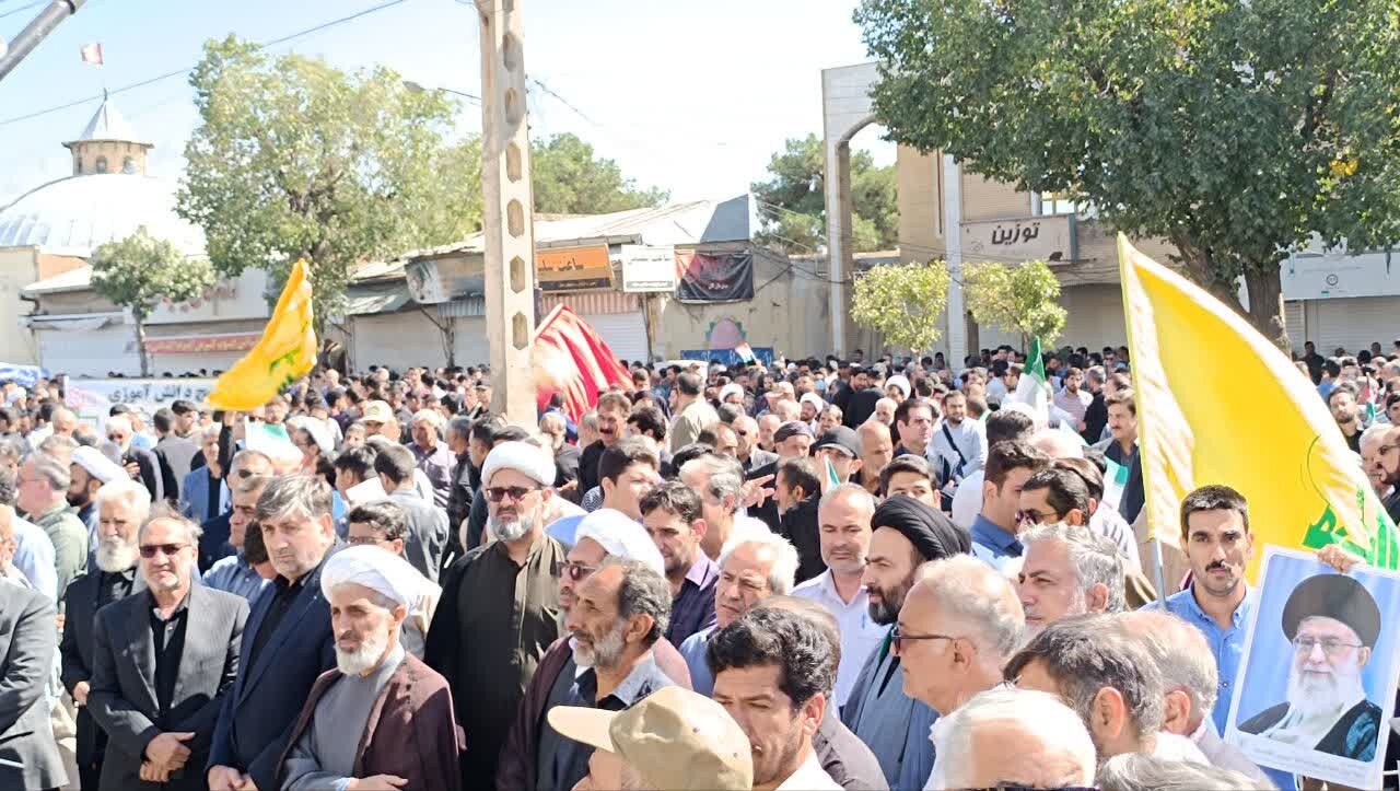 اجتماع مردم کرمانشاه درپی شهادت دبیرکل حزب‌الله لبنان