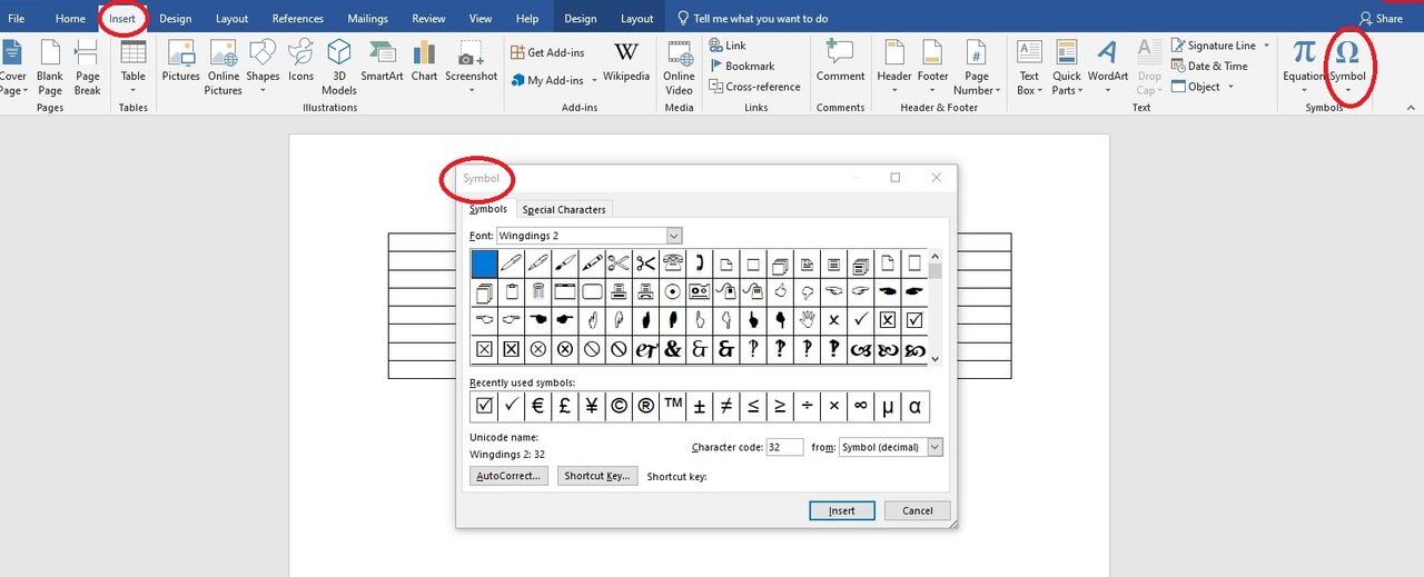 تیک زدن در ورد