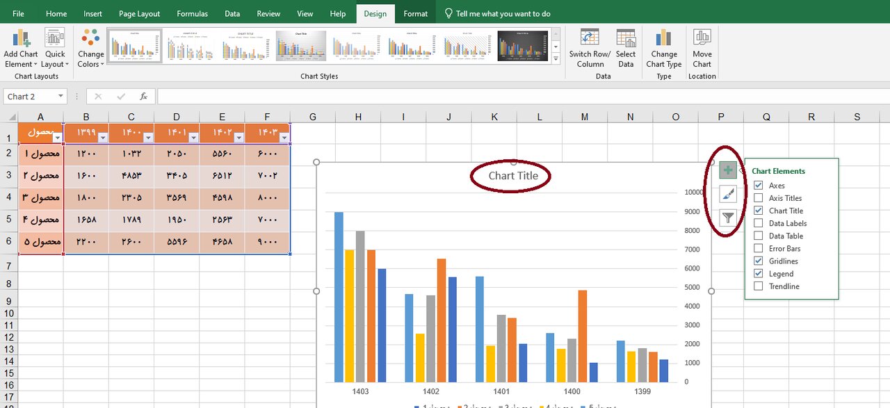 رسم نمودار در اکسل