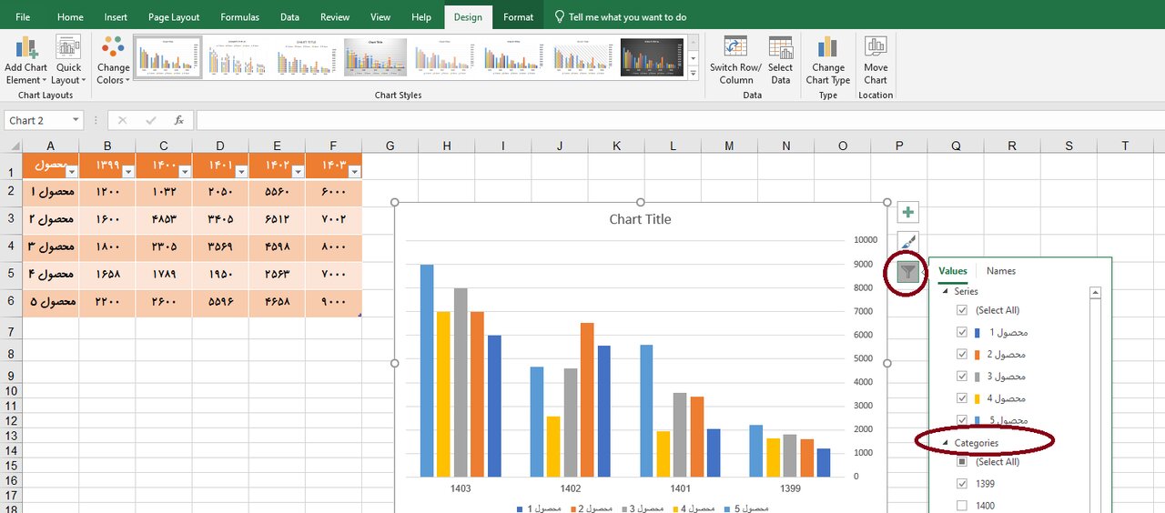 رسم نمودار در اکسل