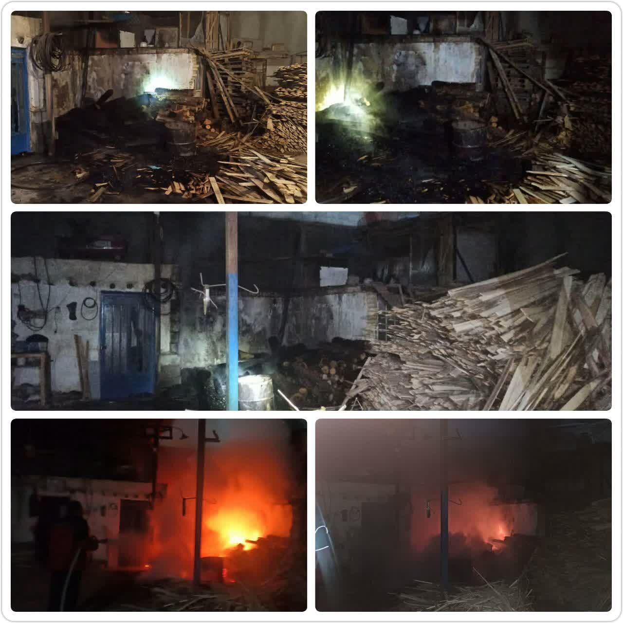 شبی پرحادثه برای آتشنشانان خمینیشهر / حریق گسترده در ۲ کارگاه تصفیه پنبه و چوببری