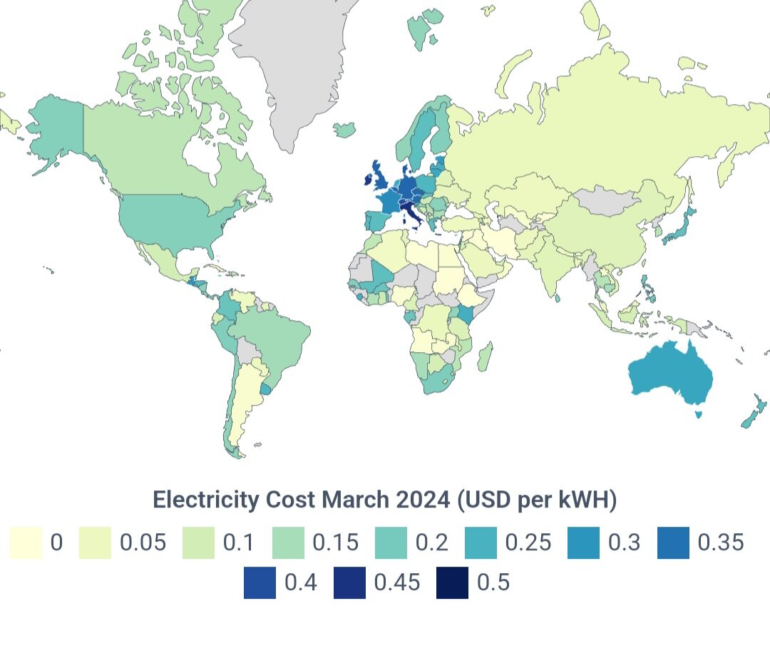 کشورهای جهان با بیشترین هزینه برق در ۲۰۲۴