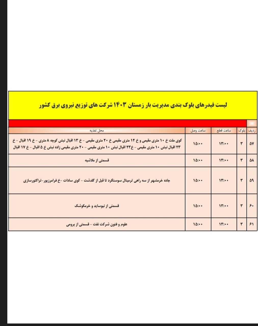 برنامه قطعی برق اهواز، سه‌شنبه ۴ دی + برنامه خاموشی، جدول و لیست مناطق