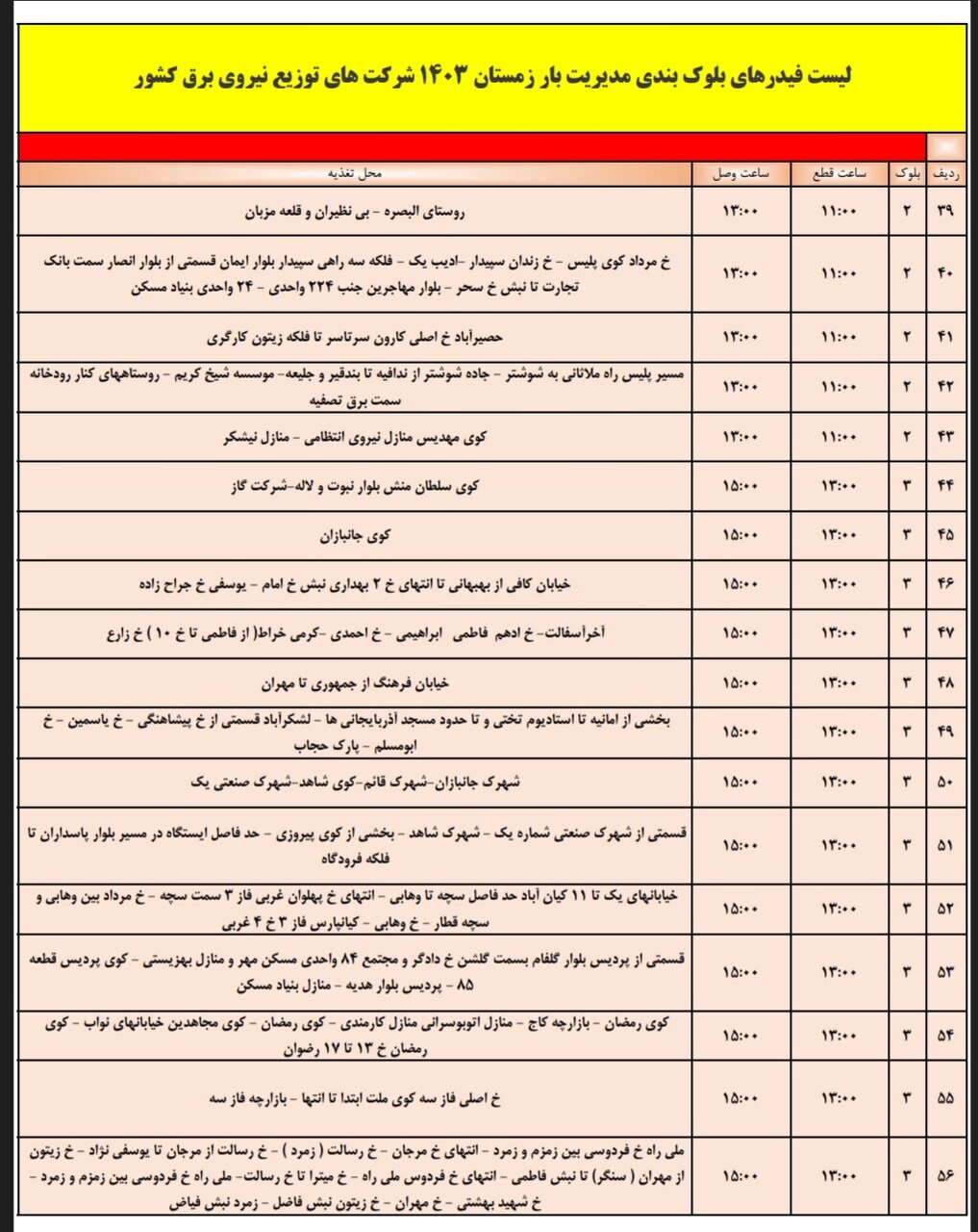 برنامه قطعی برق اهواز، سه‌شنبه ۴ دی + برنامه خاموشی، جدول و لیست مناطق