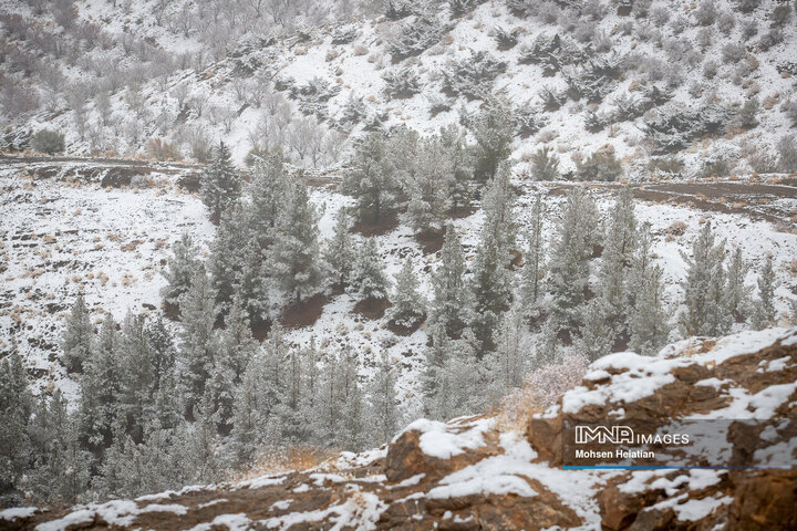 بارش اولین برف زمستانی در اصفهان