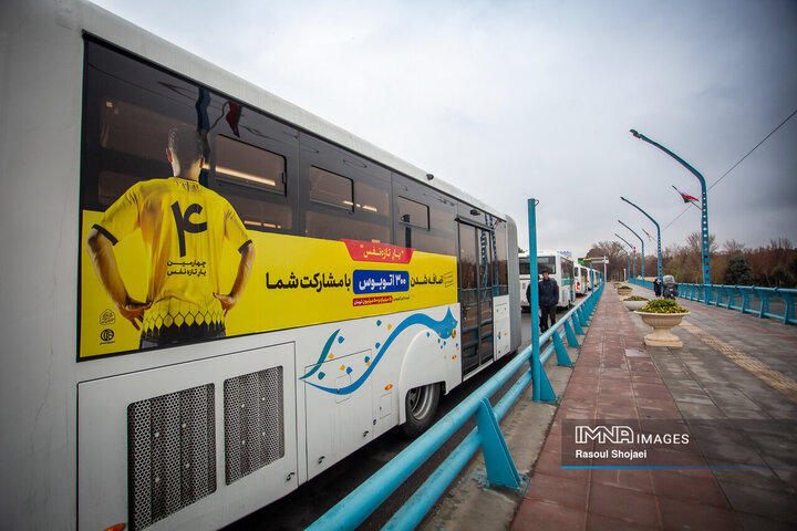 آیین ورود ۳۷ دستگاه اتوبوس جدید شهری به ناوگان حمل‌ونقل عمومی اصفهان