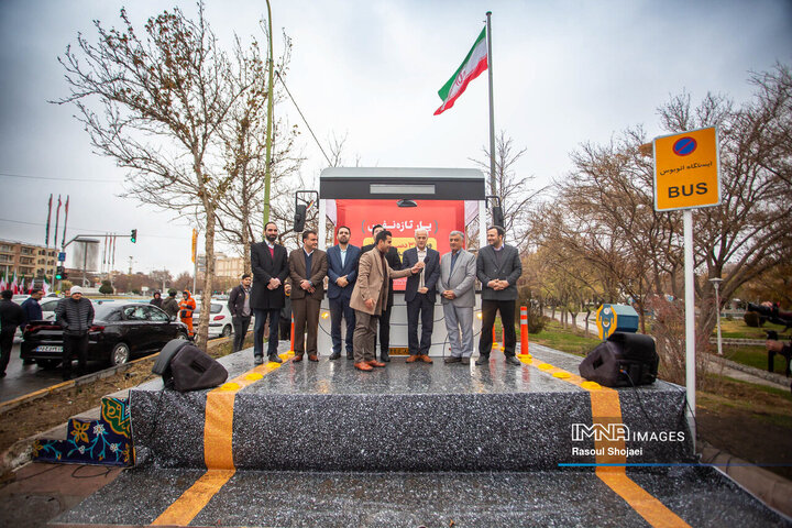 آیین ورود ۳۷ دستگاه اتوبوس جدید شهری به ناوگان حمل‌ونقل عمومی اصفهان