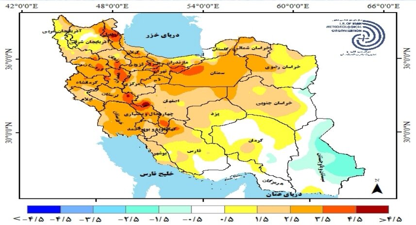 بارشها ۹.۲ میلیمتر کمتر از بلندمدت بود + جدیدترین پیش بینی بارشها در ایران