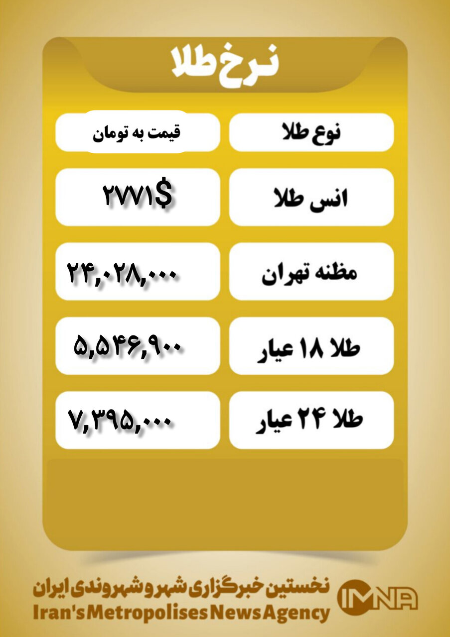 قیمت طلا امروز شنبه ۶ بهمن ۱۴۰۳