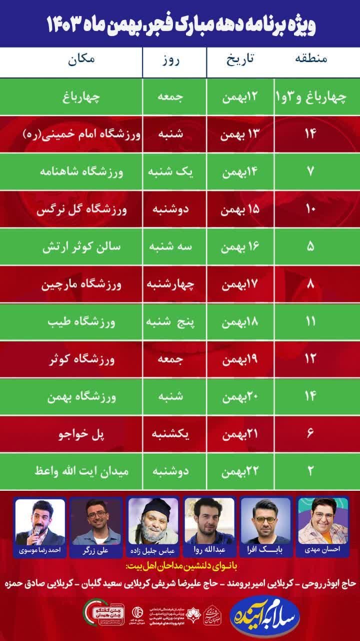 اجرای بیش از ۷۰۰ برنامه ویژه دهه فجر در مناطق پانزدهگانه شهرداری اصفهان