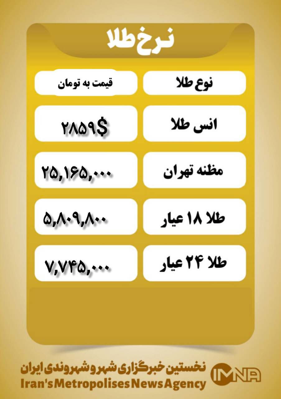 قیمت طلا امروز چهارشنبه ۱۷ بهمن ۱۴۰۳