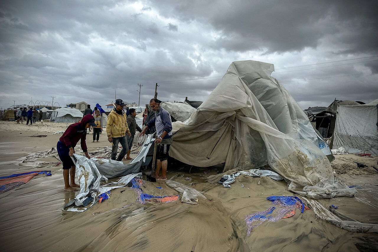 غزه در یورش باران و طوفان