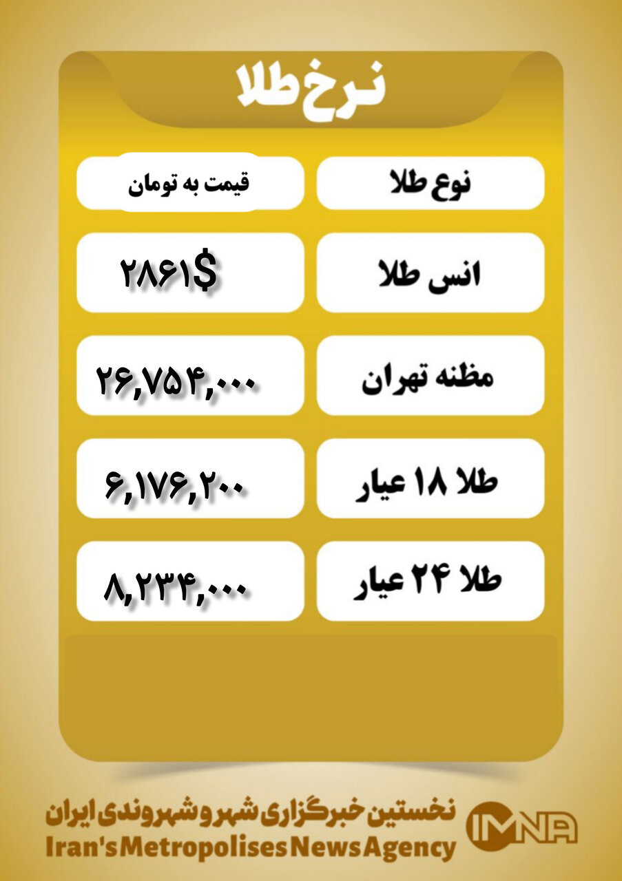 قیمت طلا امروز شنبه ۲۰ بهمن ۱۴۰۳