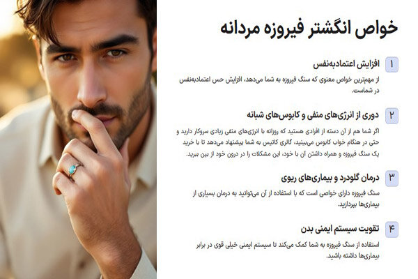 خواص انگشتر فیروزه مردانه گالری کاتیس