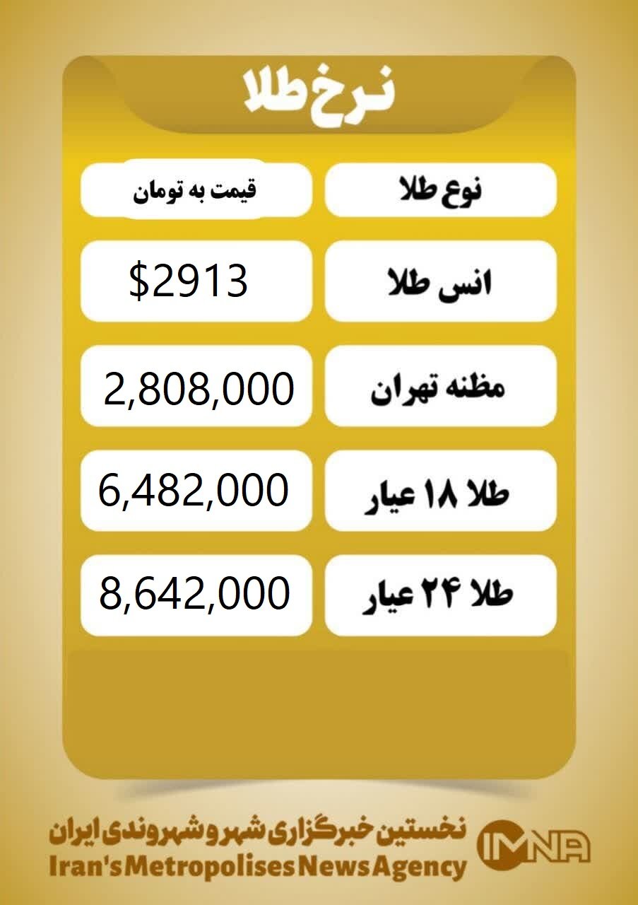 قیمت طلا امروز سهشنبه ۳۰ بهمن ۱۴۰۳
