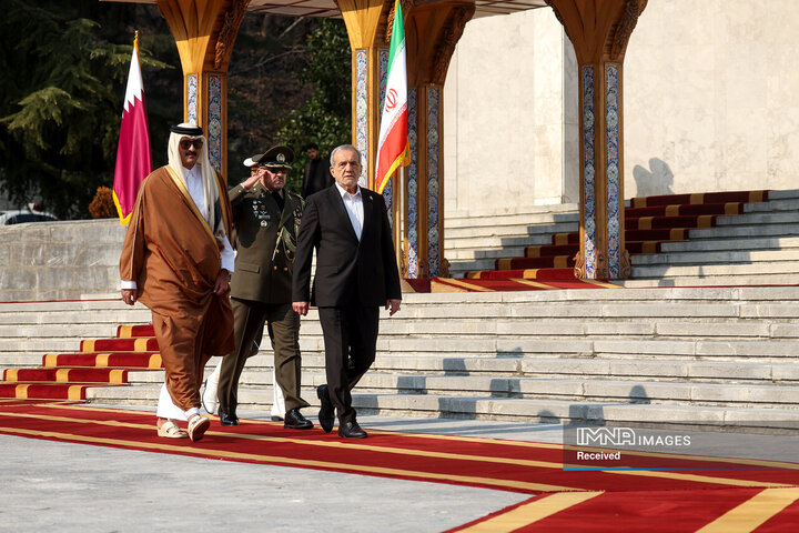 استقبال رسمی رئیس جمهور از امیر قطر