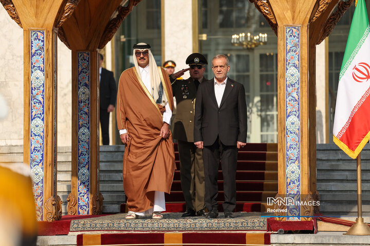 استقبال رسمی رئیس جمهور از امیر قطر