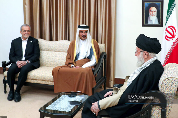 دیدار امیر قطر و هیئت همراه با رهبر انقلاب