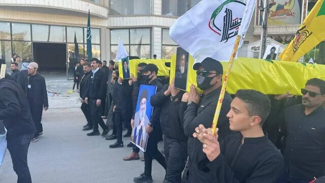 تشییع نمادین پیکر دبیرکل شهید حزبالله لبنان در عراق