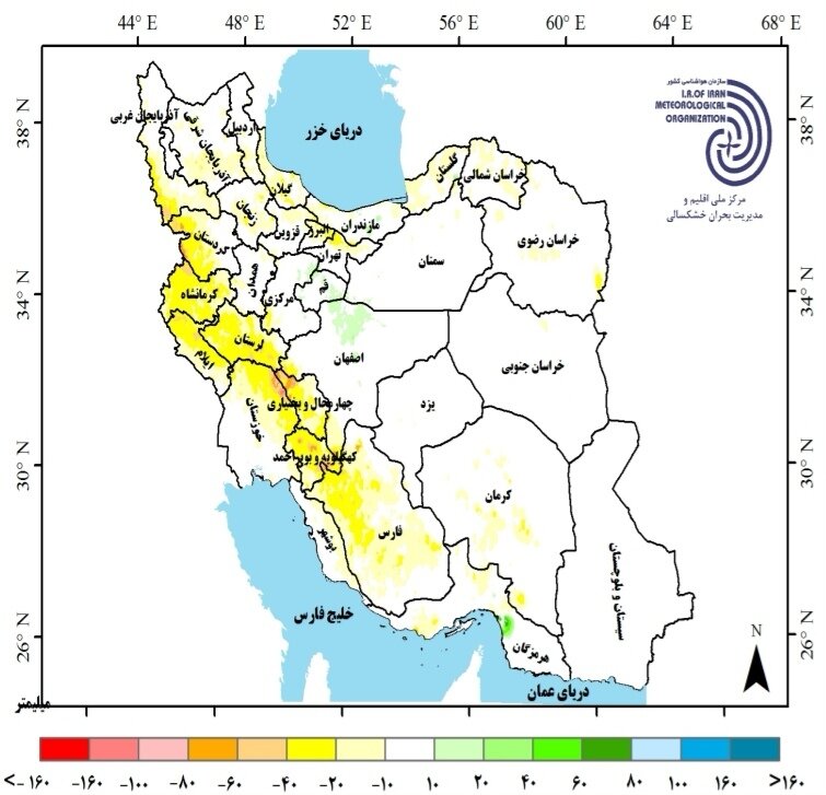 کمبود ۷ میلیمتری بارندگیها نسبت به بلندمدت + جدیدترین پیشبینی بارشها در ایران