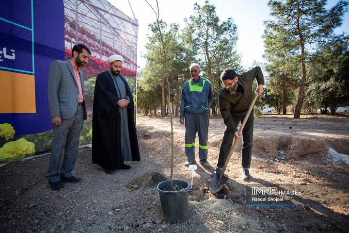 آیین کاشت خانوادگی درخت در آرامستان باغ رضوان