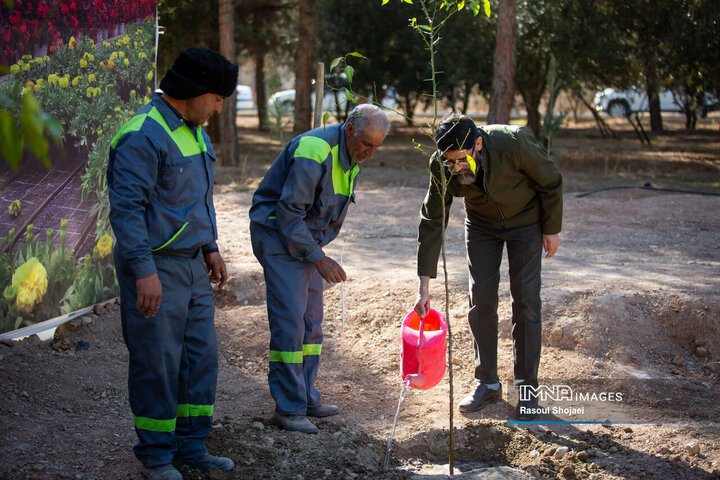 آیین کاشت خانوادگی درخت در آرامستان باغ رضوان