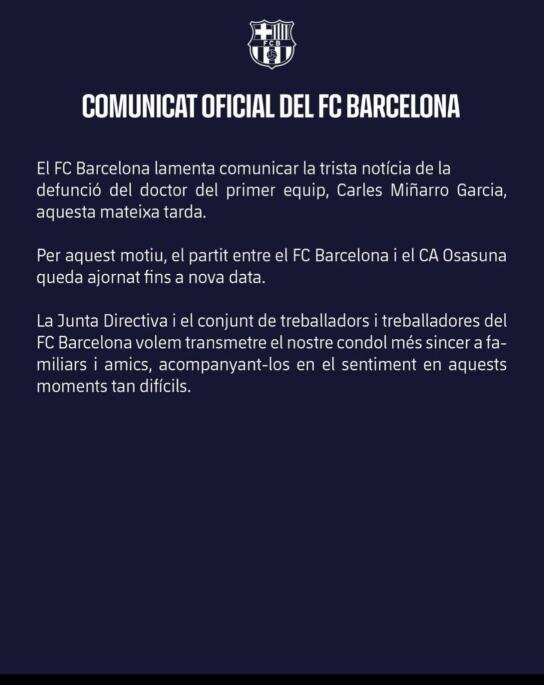 چرا دیدار بارسلونا مقابل اوساسونا به تعویق افتاد؟