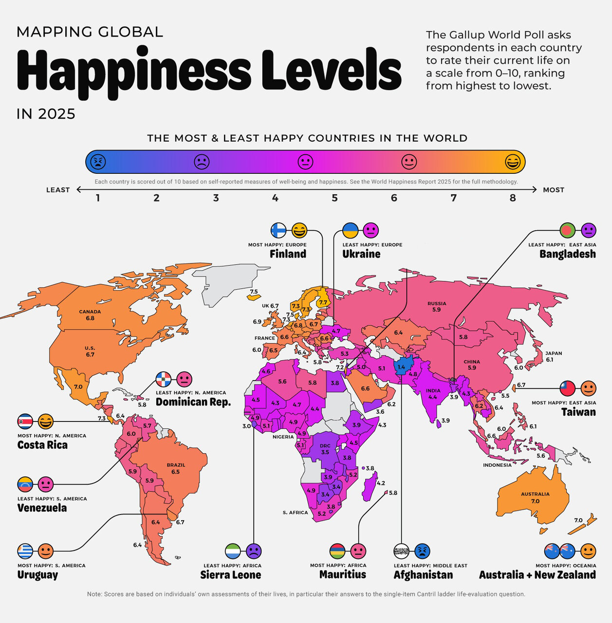 شادترین کشورهای جهان