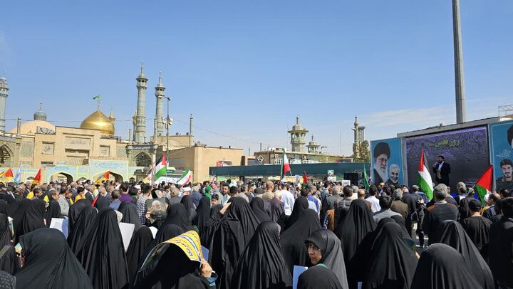 فیلمl حضور پرشور مردم قم در راهپیمایی روز قدس