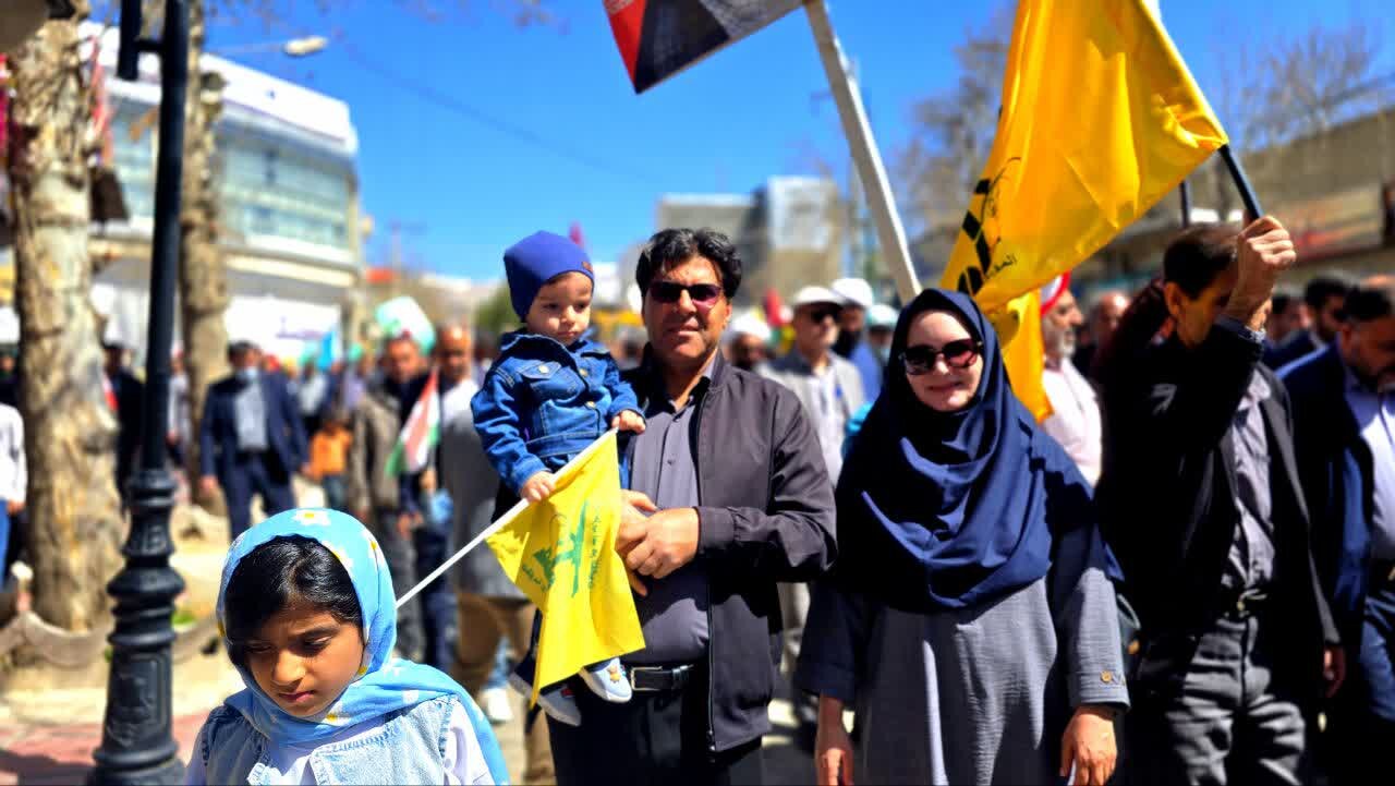 خروش مردم دیار دنا در حمایت از فلسطین