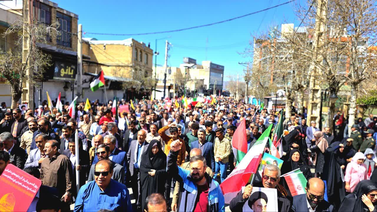 خروش مردم دیار دنا در حمایت از فلسطین