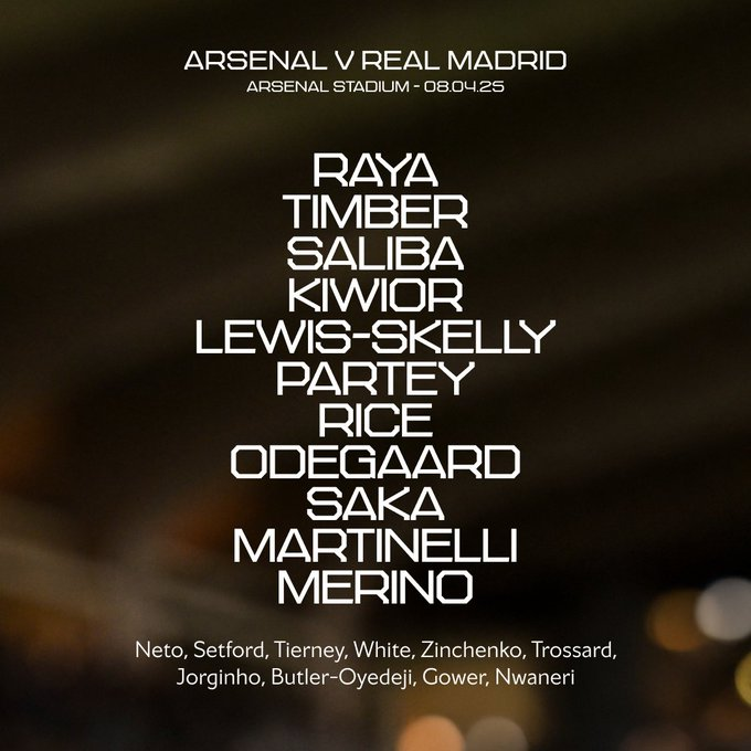 ترکیب رسمی آرسنال مقابل رئال مادرید + عکس