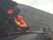 فیلم| لحظه انفجار تریلی حامل سوخت در جاده مشهد_تربت جام