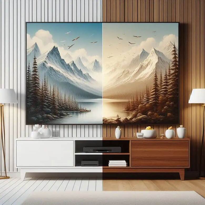 تفاوت میز تلویزیون سفید و قهوه ای