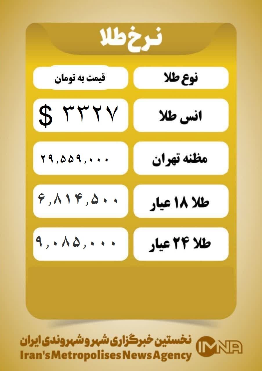 قیمت طلا امروز شنبه ۳۰ فروردین ۱۴۰۴