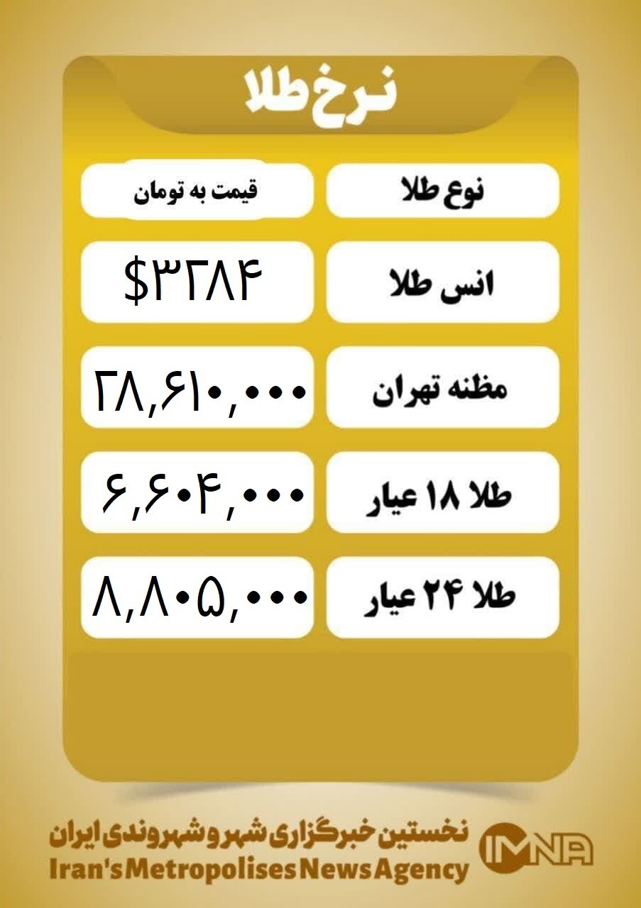 قیمت طلا امروز دوشنبه ۸ اردیبهشت ۱۴۰۴