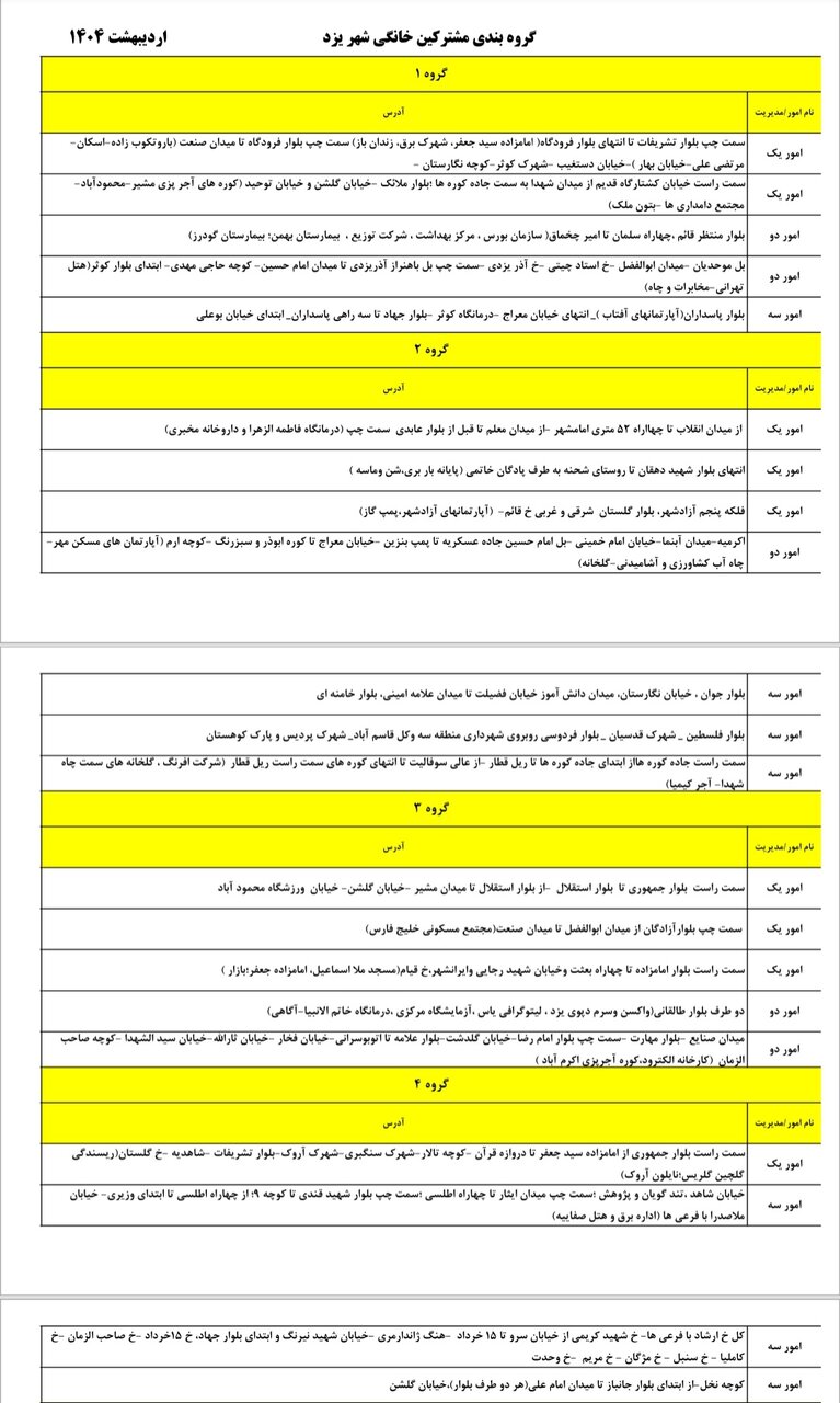 جدول خاموشی و قطعی برق فردا ۱۴ اردیبهشت در یزد/ ساعت قطعی برق در یزد افزایش یافت