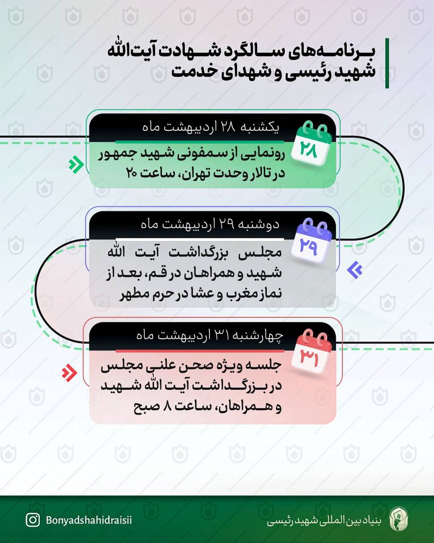 اعلام برنامههای سالگرد شهدایخدمت توسط بنیاد شهیدرئیسی