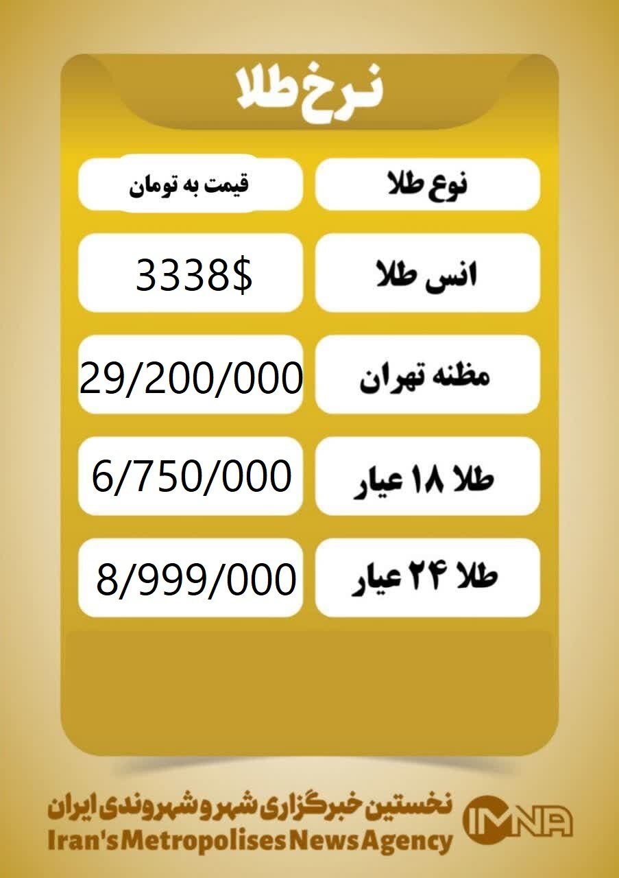 قیمت طلا امروز پنجشنبه ۱۸ اردیبهشت ۱۴۰۴