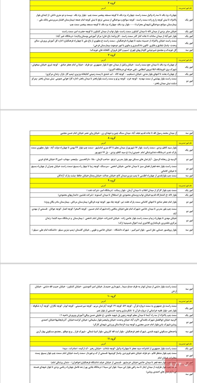 برنامه قطعی برق یزد یکشنبه ۲۱ اردیبهشت + جدول
