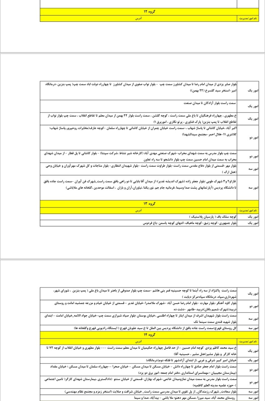 برنامه قطعی برق یزد یکشنبه ۲۱ اردیبهشت + جدول