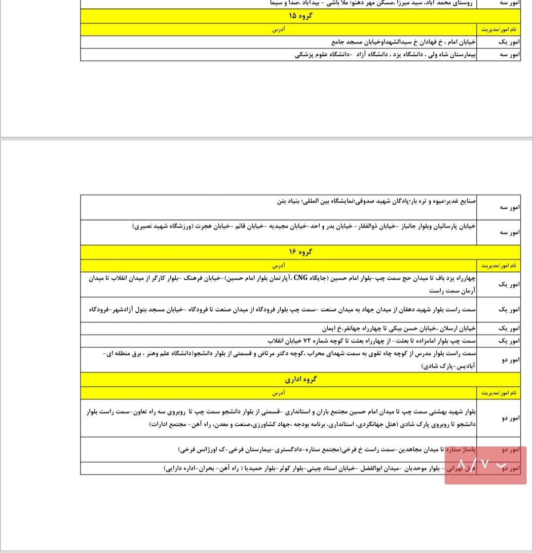 برنامه قطعی برق یزد یکشنبه ۲۱ اردیبهشت + جدول