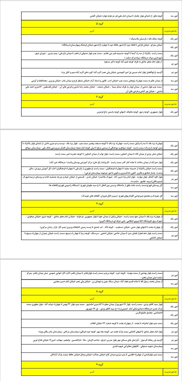 برنامه قطعی برق یزد سهشنبه ۲۳ اردیبهشت + جدول
