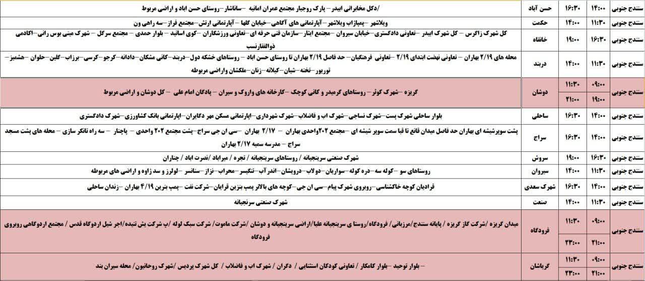 برنامه قطعی برق کردستان روز جمعه ۲۶ اردیبهشت + جدول
